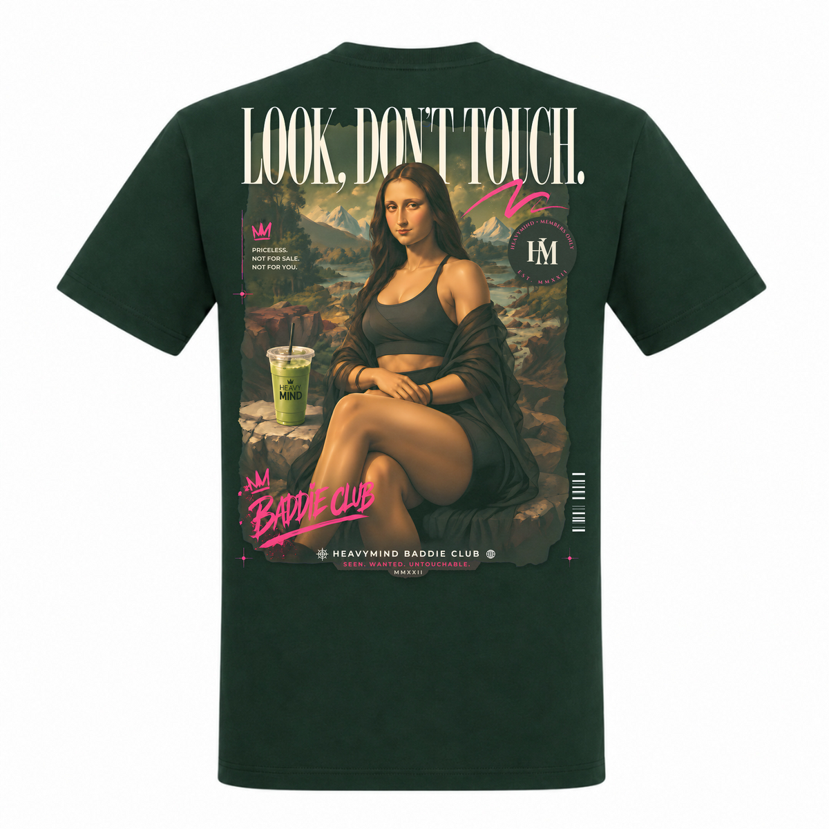 Look, Don't Touch – Heavy Shirt in Bottle Green, Rückansicht | Heavy Mind