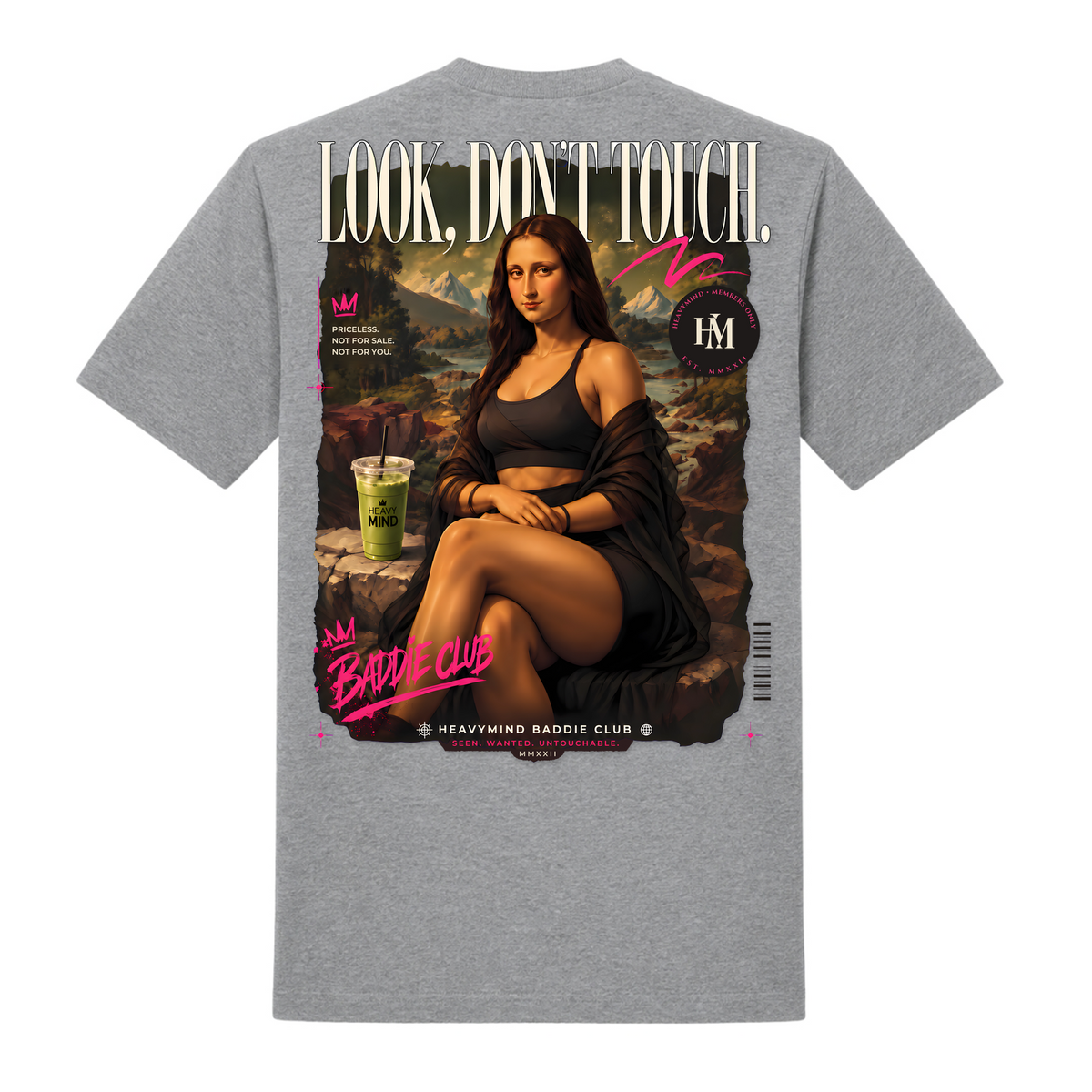 Look, Don't Touch – Heavy Shirt in Grey Melange, Rückansicht | Heavy Mind
