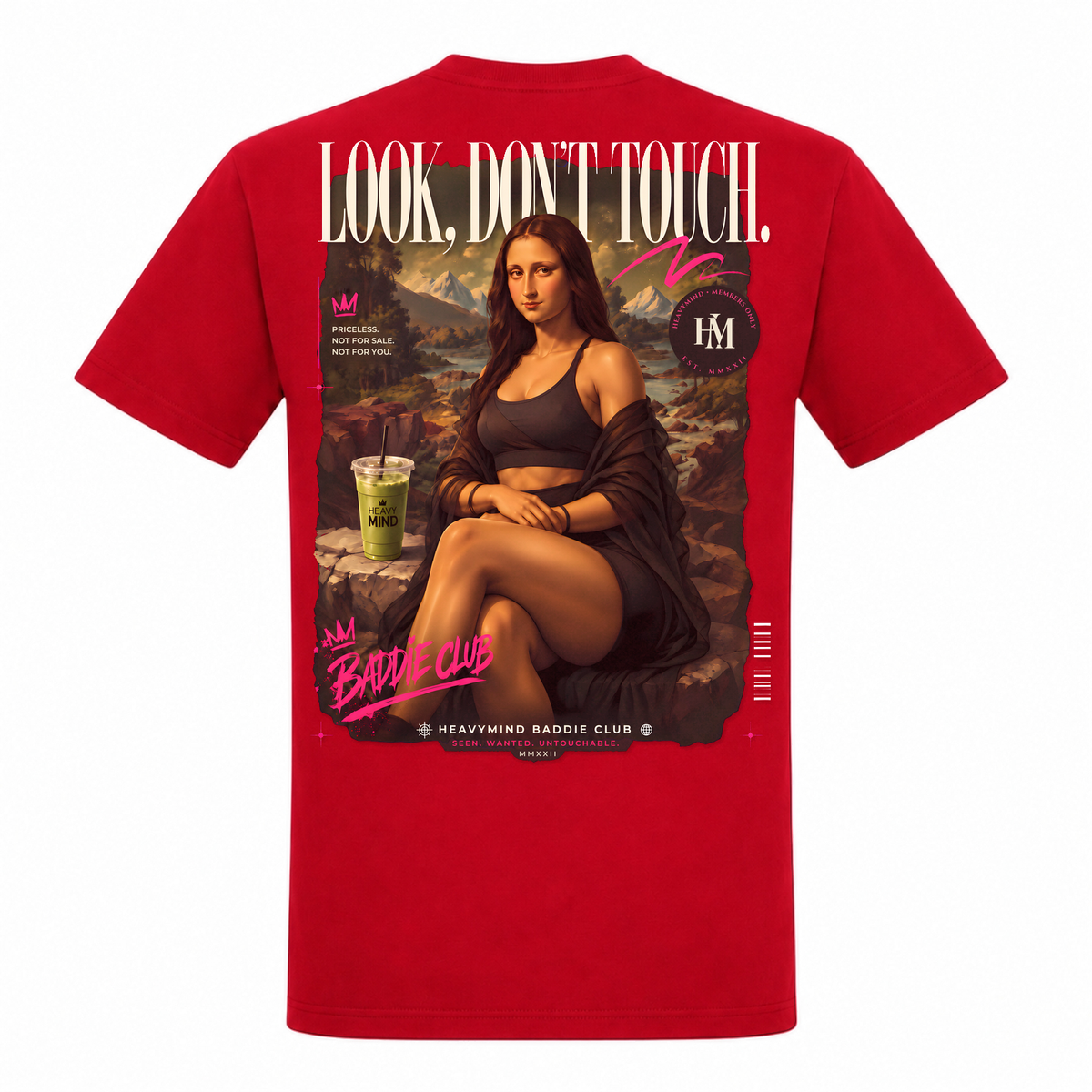Look, Don't Touch – Heavy Shirt in Rot, Rückansicht | Heavy Mind