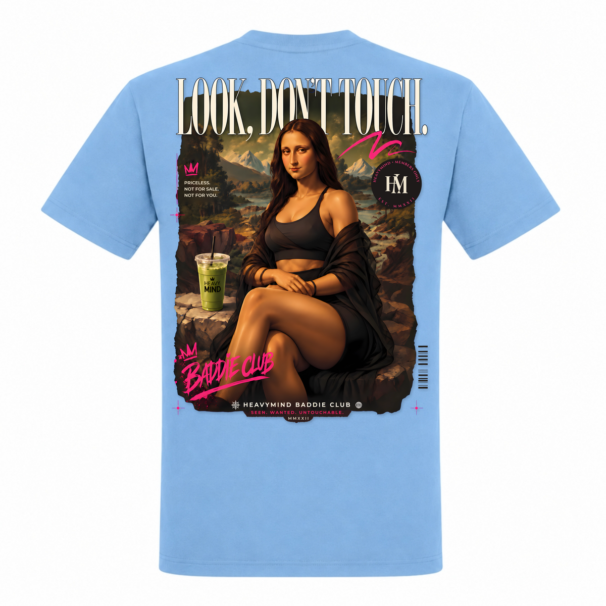 Look, Don't Touch – Heavy Shirt in Sky Blue, Rückansicht | Heavy Mind