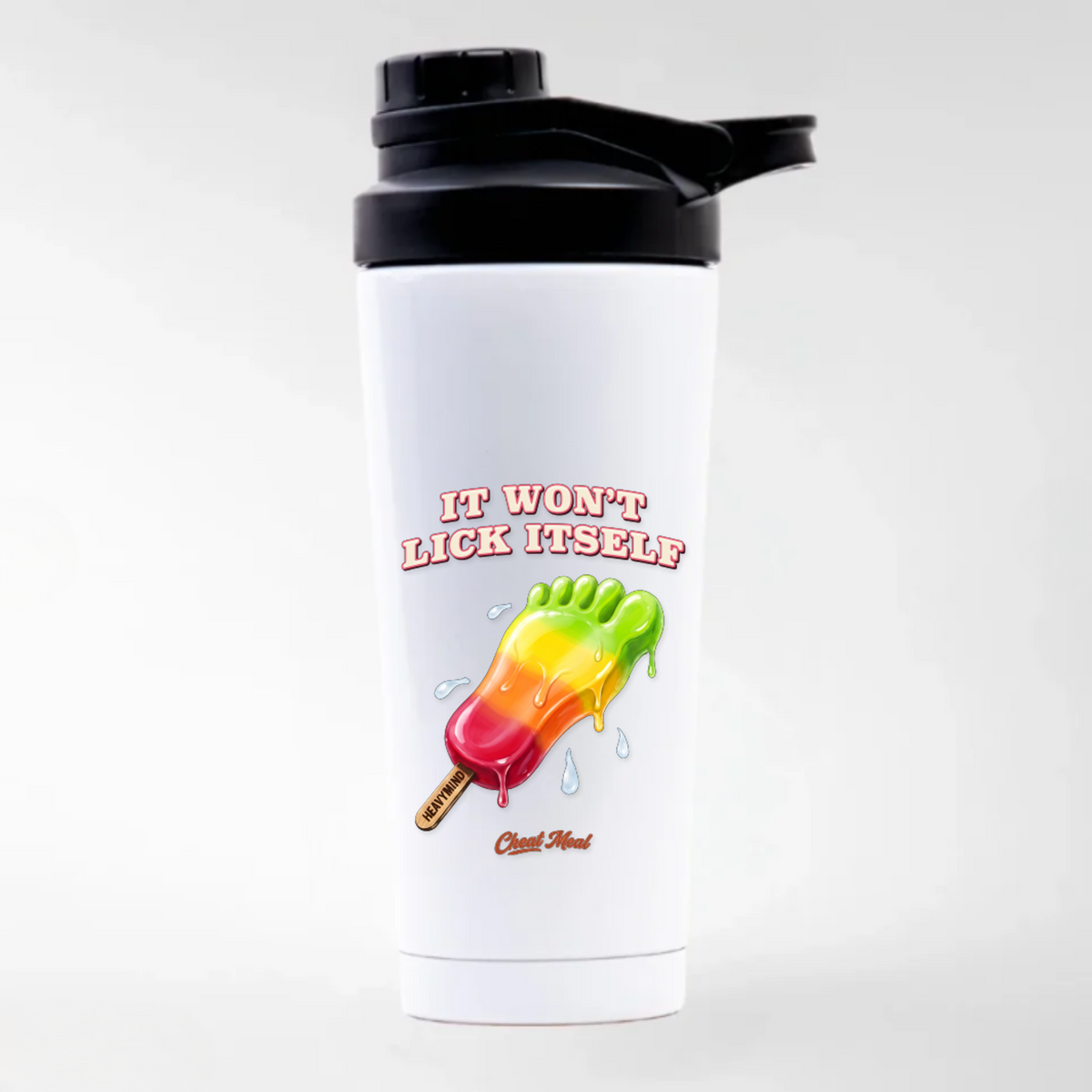 It Won't Lick Itself – Edelstahl-Shaker in Weiß | Heavy Mind