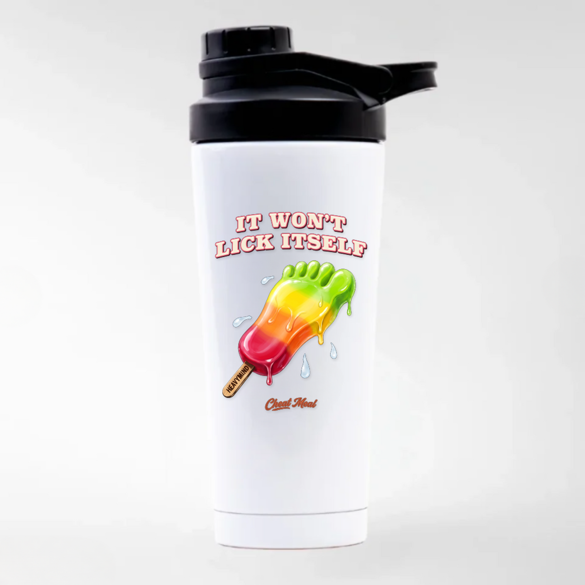 It Won't Lick Itself – Edelstahl-Shaker in Weiß | Heavy Mind