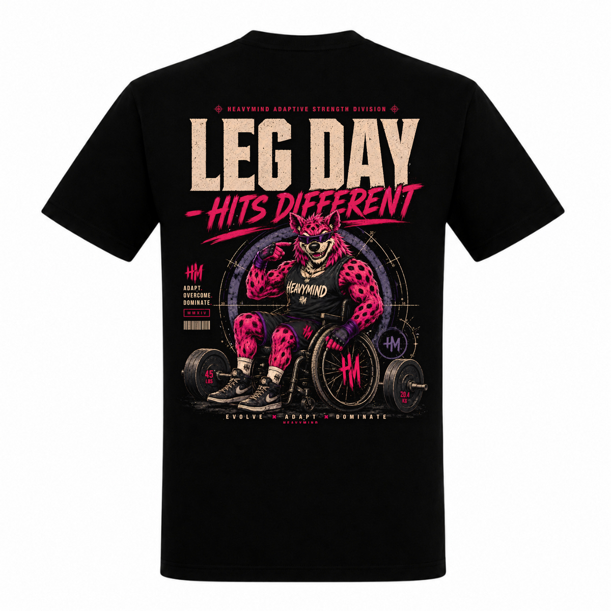Leg Day Hits Different – Heavy Shirt in Schwarz, Rückansicht | Heavy Mind