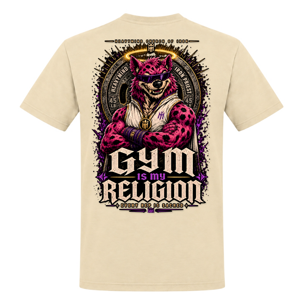 Gym Is My Religion – Heavy Shirt in Natural, Rückansicht | Heavy Mind