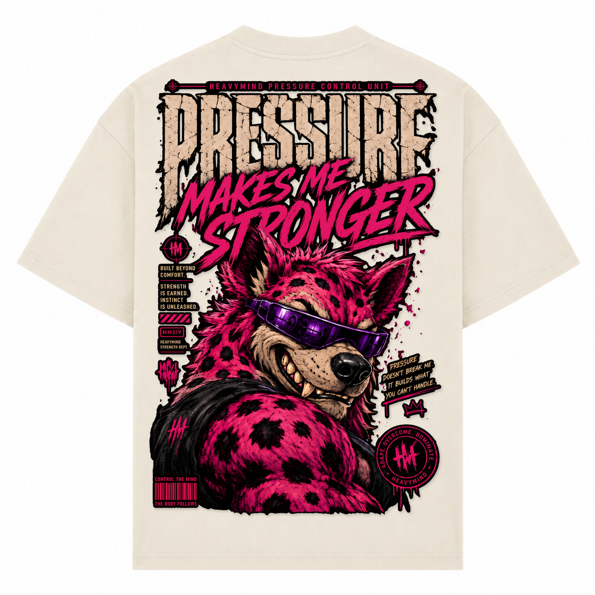 Pressure Makes Me Stronger – Oversized Tee in Sand, Rückansicht | Heavy Mind