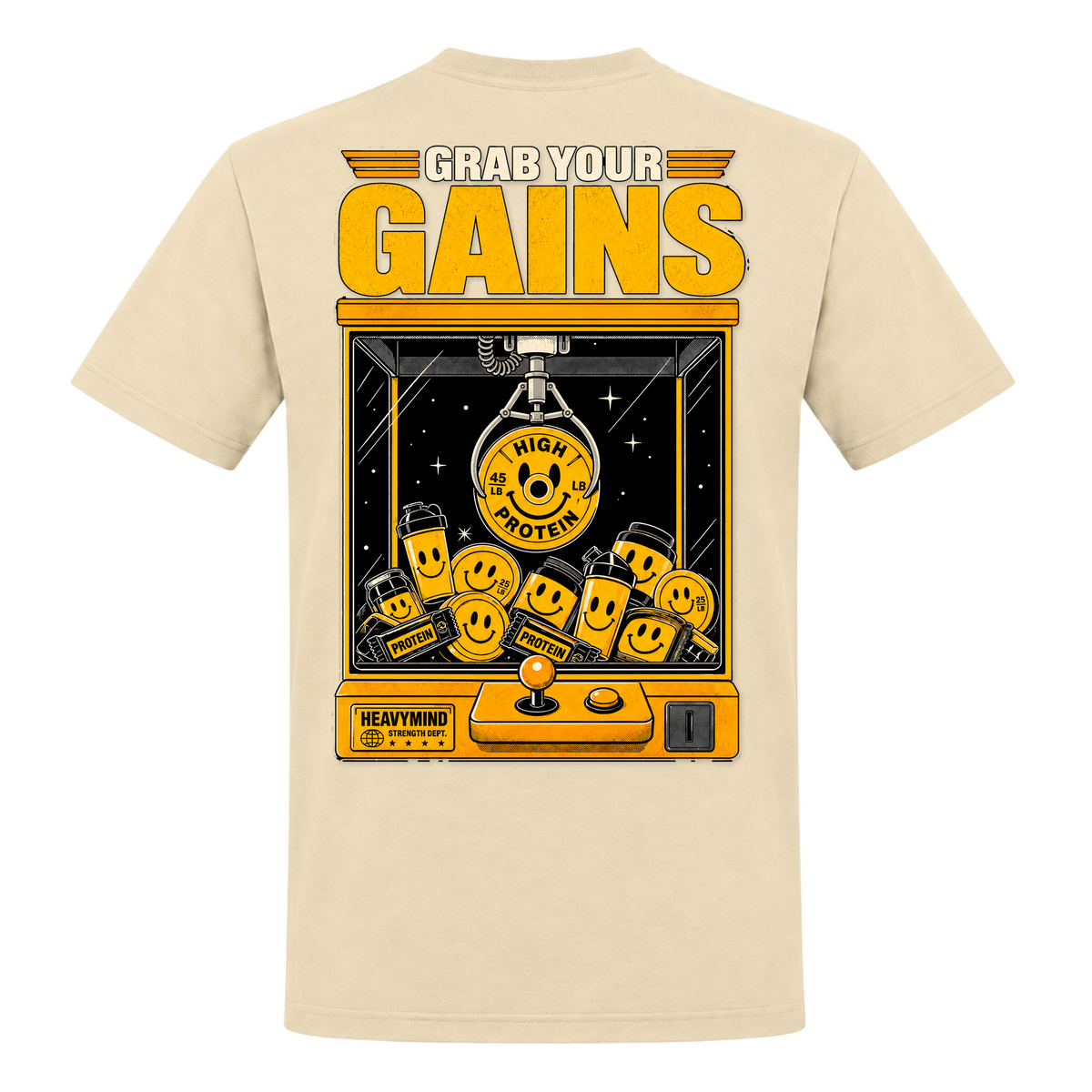 Grab Your Gains – Heavy Shirt in Natural, Rückansicht | Heavy Mind