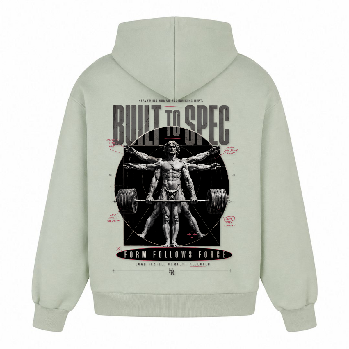 Built to Spec – Form Follows Force – Heavy Oversized Hoodie in Light Asphalt, Rückansicht | Heavy Mind