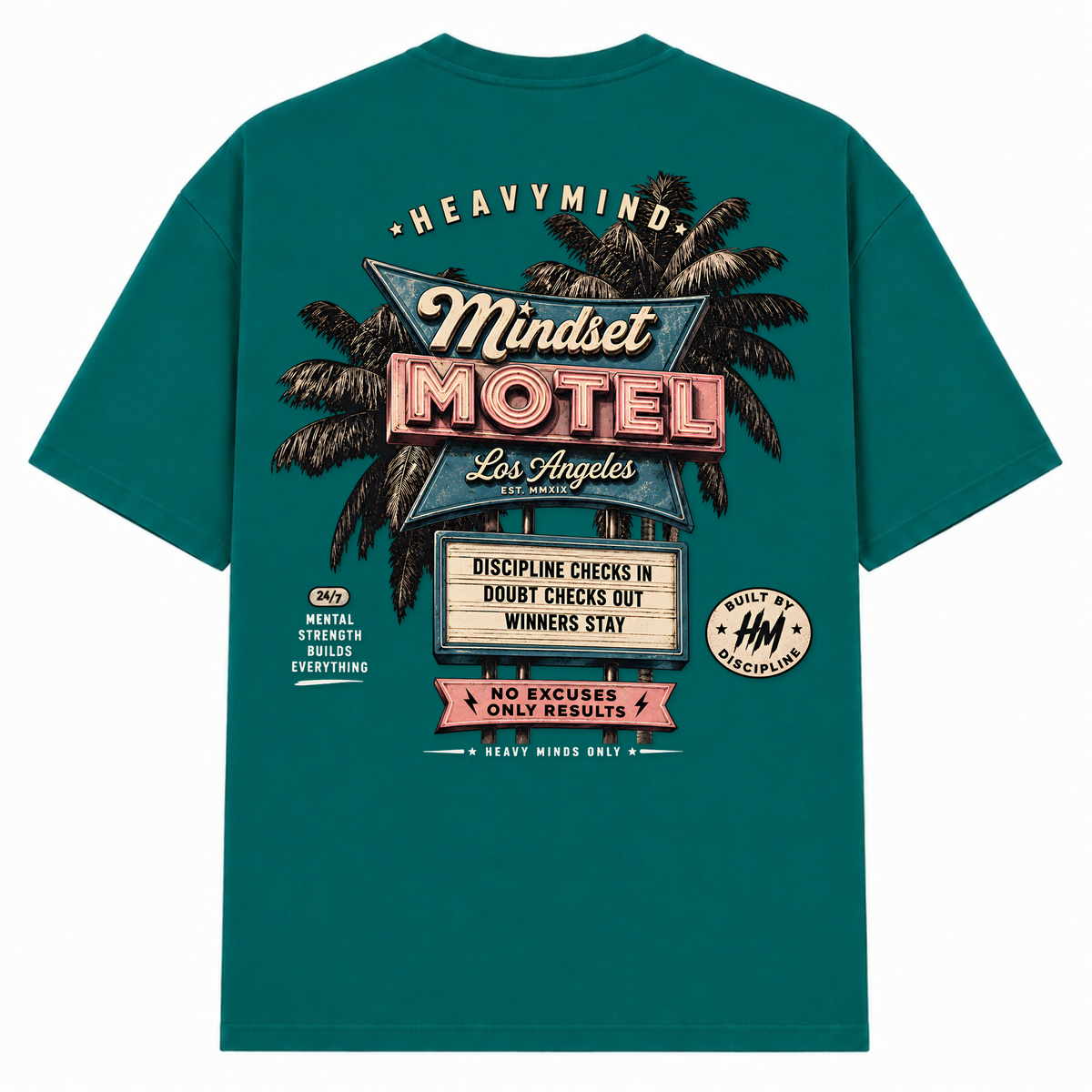 Mindset Motel – Oversized Tee in Green, Rückansicht | Heavy Mind