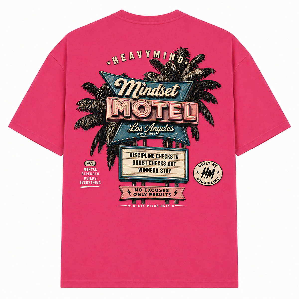 Mindset Motel – Oversized Tee in Hibiskus Pink, Rückansicht | Heavy Mind