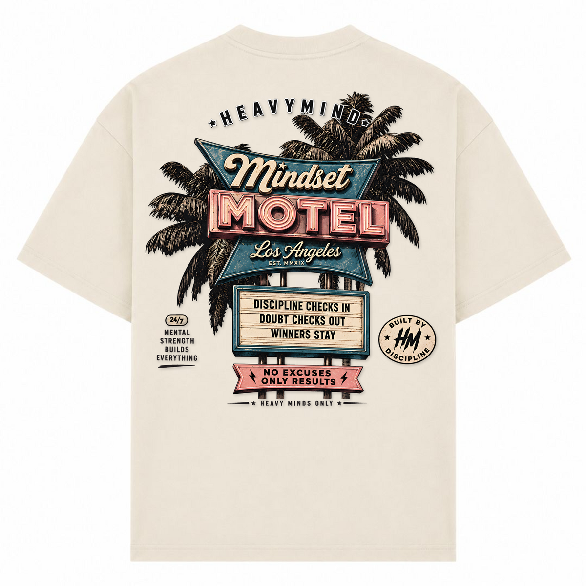Mindset Motel – Oversized Tee in Sand, Rückansicht | Heavy Mind