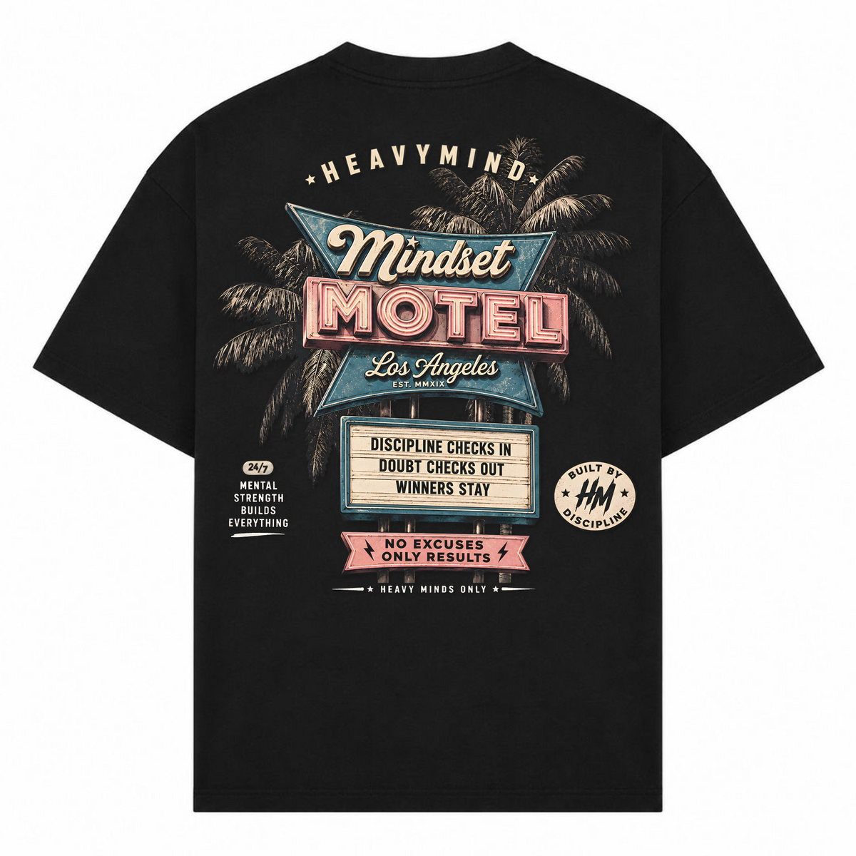 Mindset Motel – Oversized Tee in Schwarz, Rückansicht | Heavy Mind