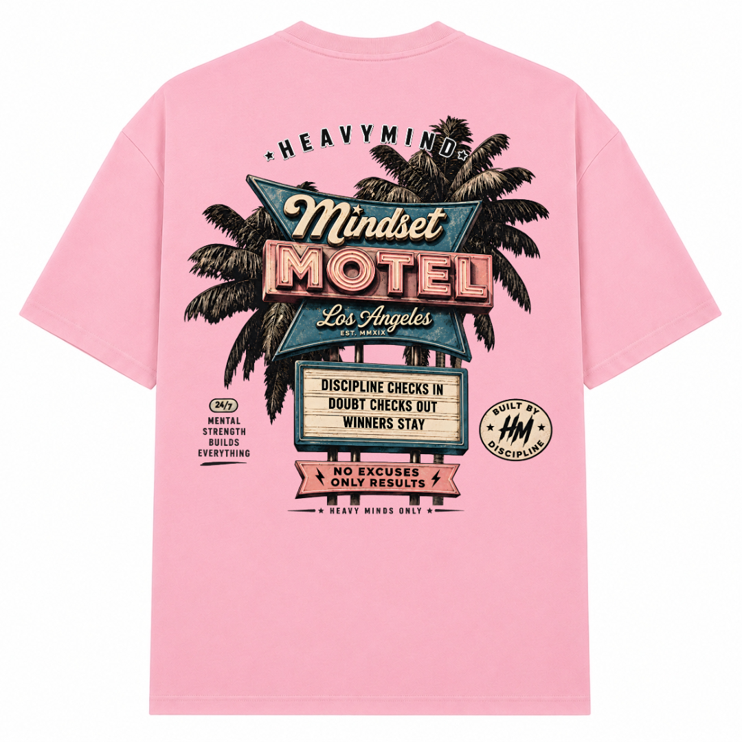 Mindset Motel – Oversized Tee in Soft Pink, Rückansicht | Heavy Mind