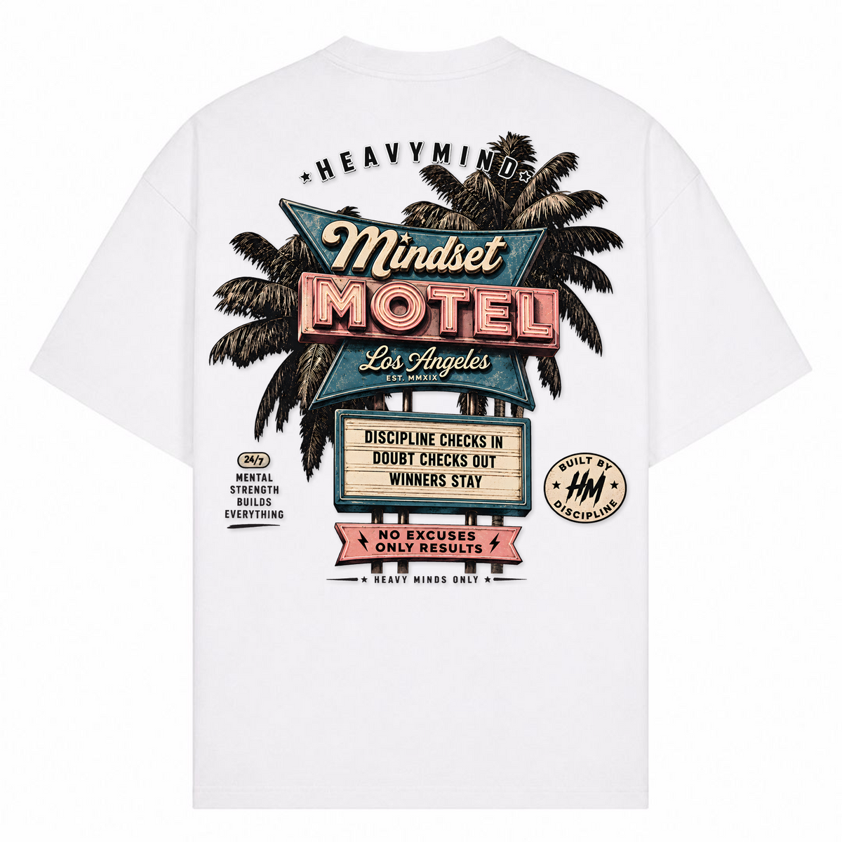 Mindset Motel – Oversized Tee in Weiß, Rückansicht | Heavy Mind