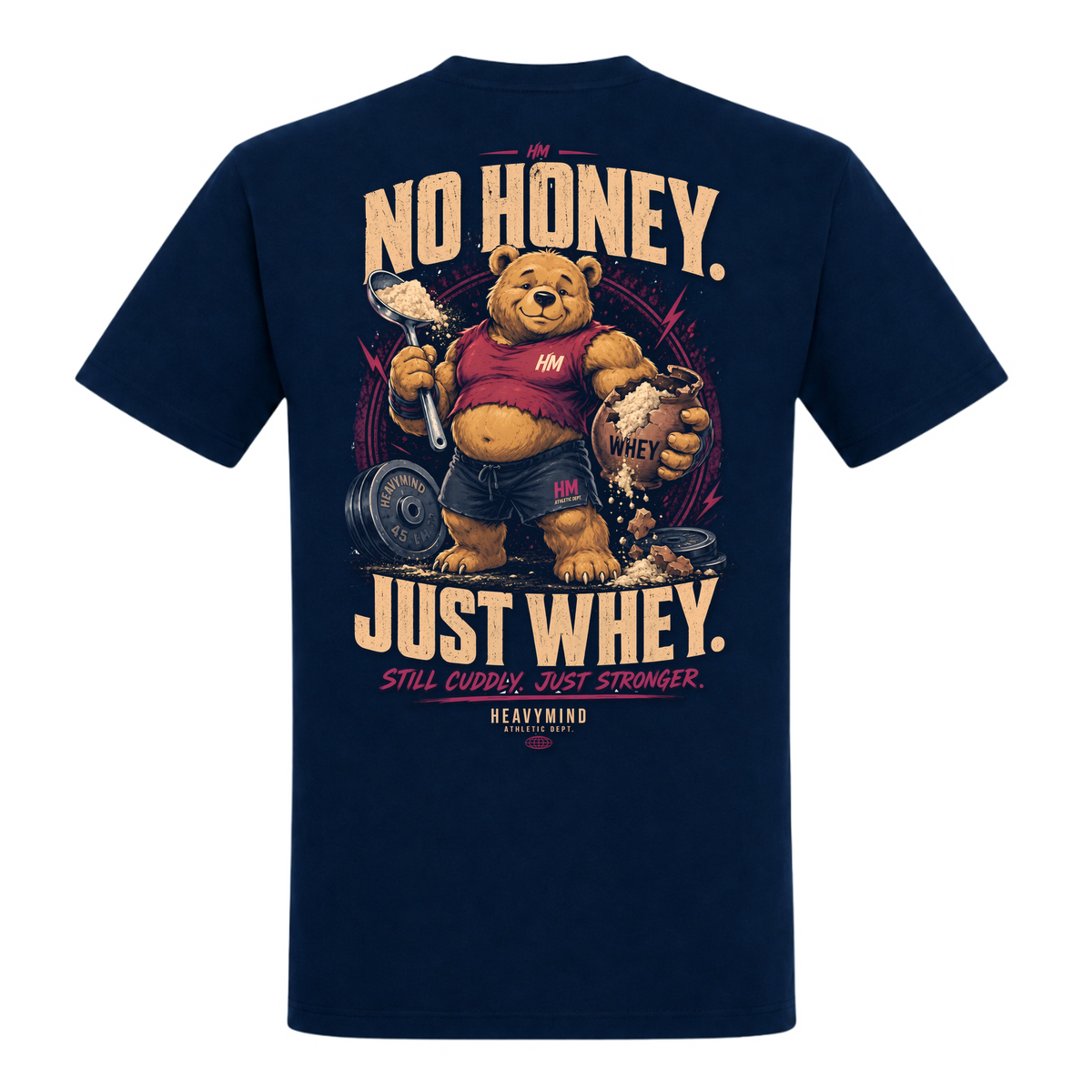 No Honey. Just Whey. – Heavy Shirt in French Navy, Rückansicht | Heavy Mind