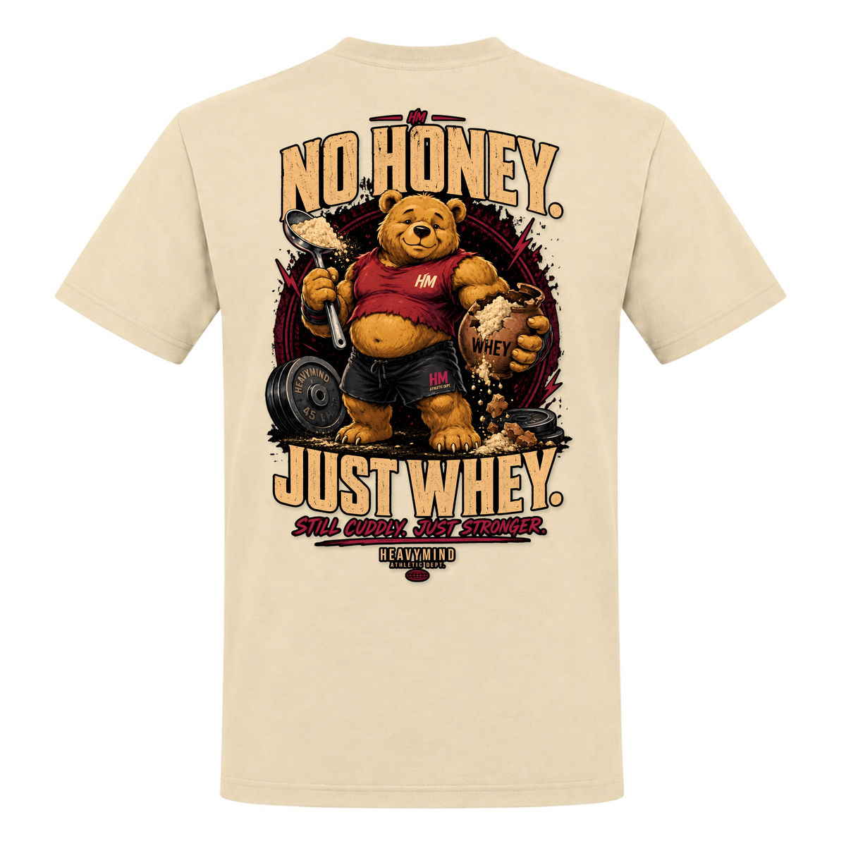 No Honey. Just Whey. – Heavy Shirt in Natural, Rückansicht | Heavy Mind