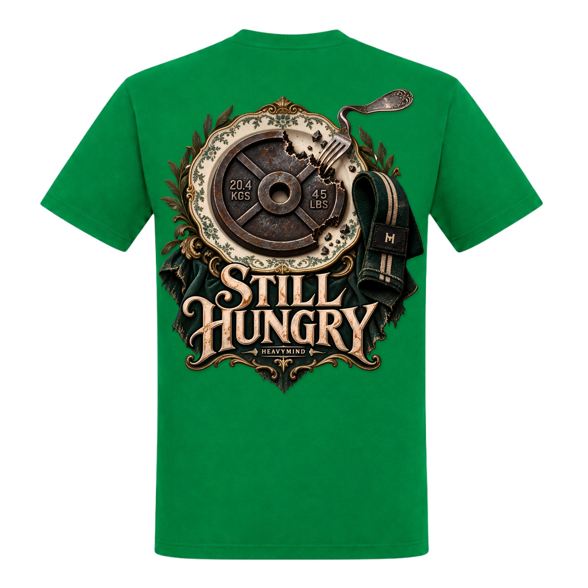 Still Hungry – Heavy Shirt in Kelly Green, Rückansicht | Heavy Mind