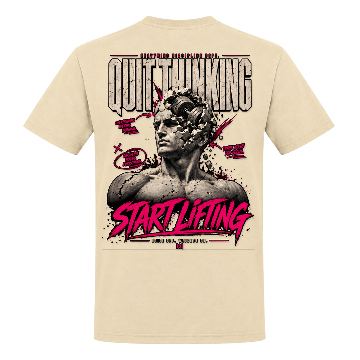 Quit Thinking, Start Lifting – Heavy Shirt in Natural, Rückansicht | Heavy Mind