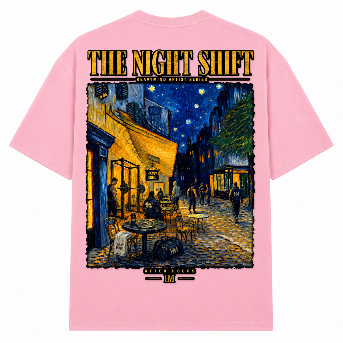 The Night Shift – Oversized Tee in Soft Pink, Rückansicht | Heavy Mind