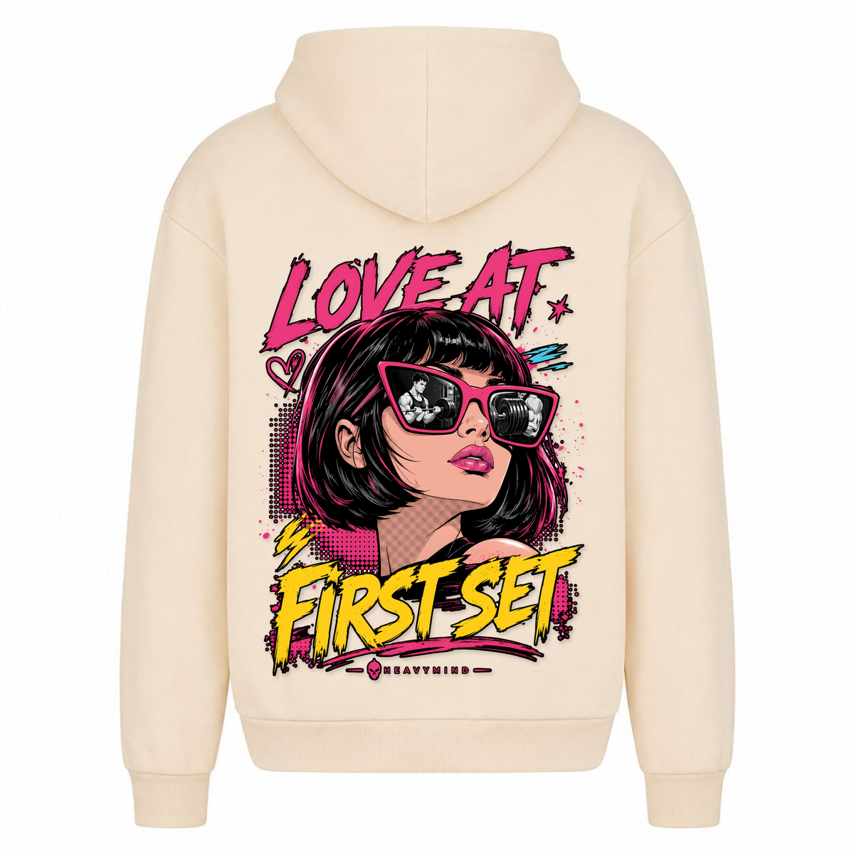 Love at First Set – Heavy Oversized Hoodie in White Sand, Rückansicht | Heavy Mind