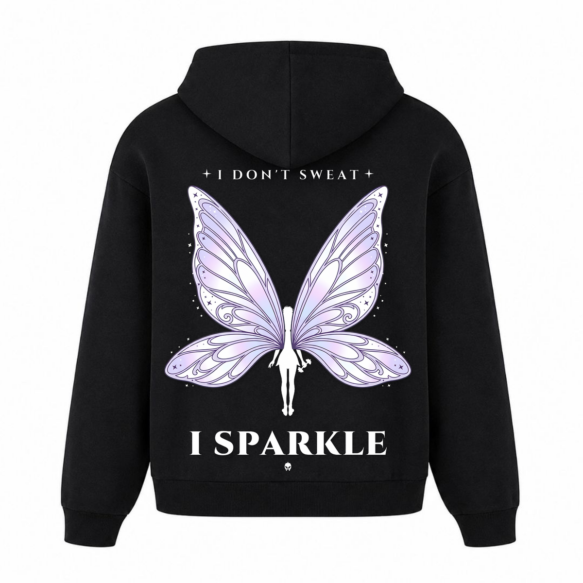 I Don't Sweat, I Sparkle – Heavy Oversized Hoodie in Schwarz, Rückansicht | Heavy Mind
