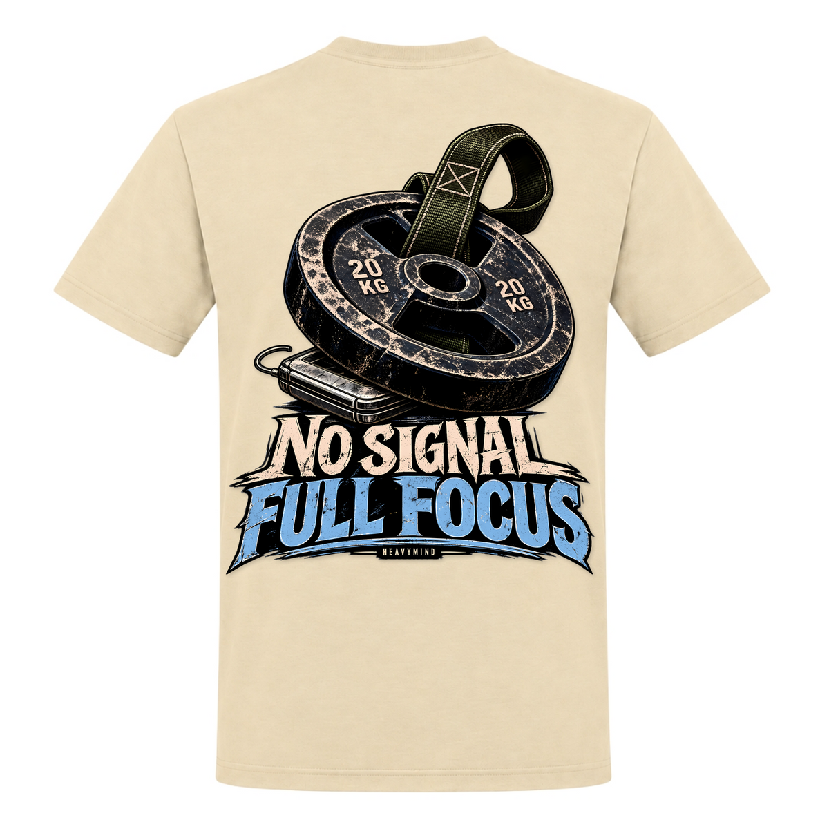 No Signal, Full Focus – Heavy Shirt in Natural, Rückansicht | Heavy Mind