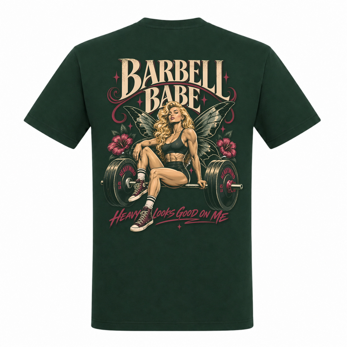 Barbell Babe – Heavy Shirt in Bottle Green, Rückansicht | Heavy Mind