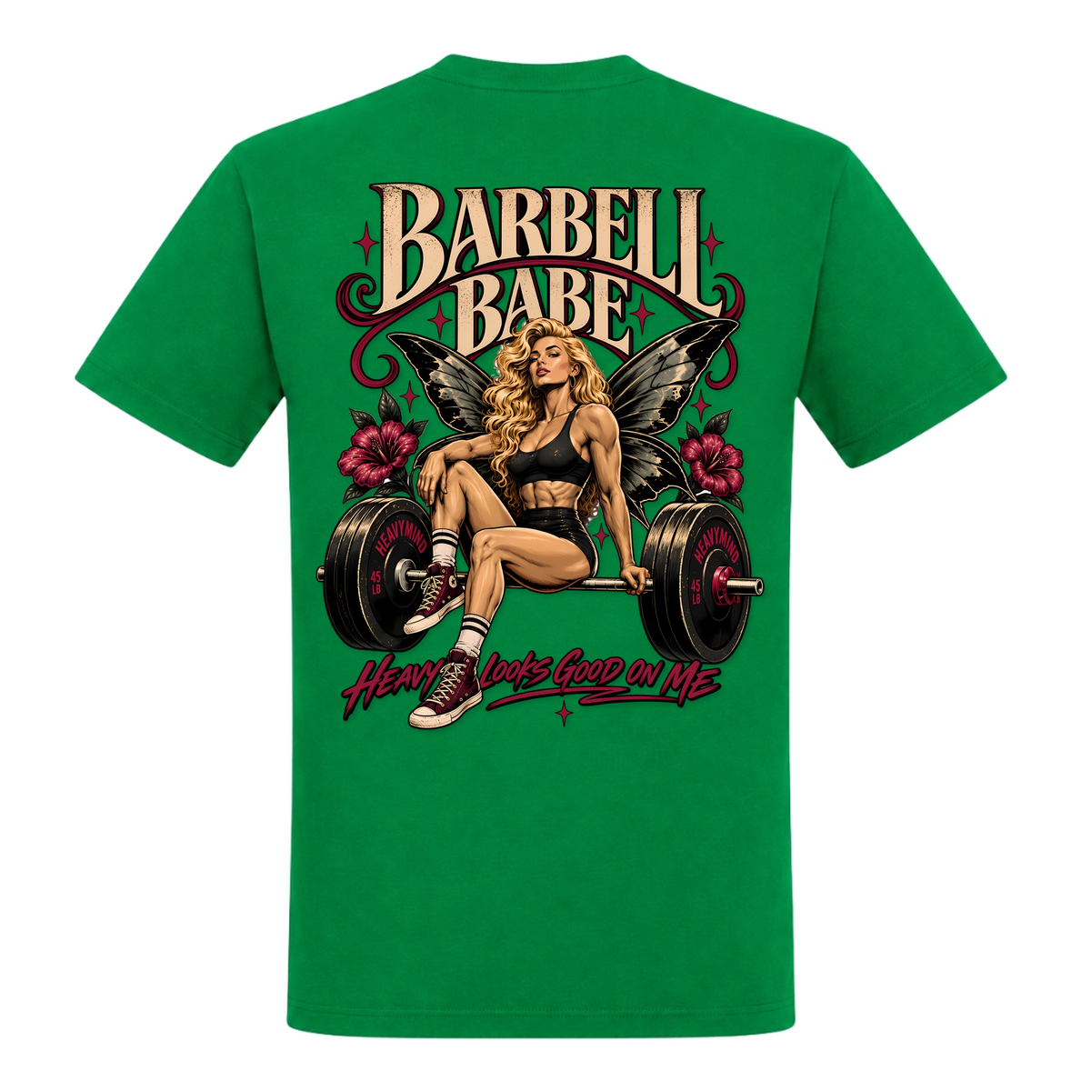 Barbell Babe – Heavy Shirt in Kelly Green, Rückansicht | Heavy Mind