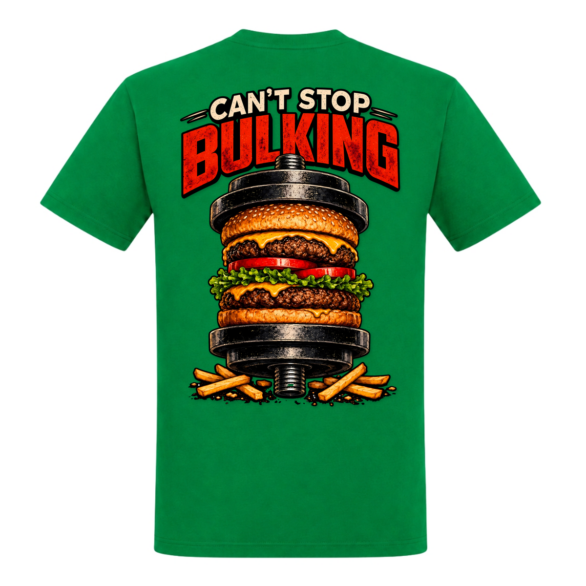 Can't Stop Bulking – Heavy Shirt in Kelly Green, Rückansicht | Heavy Mind