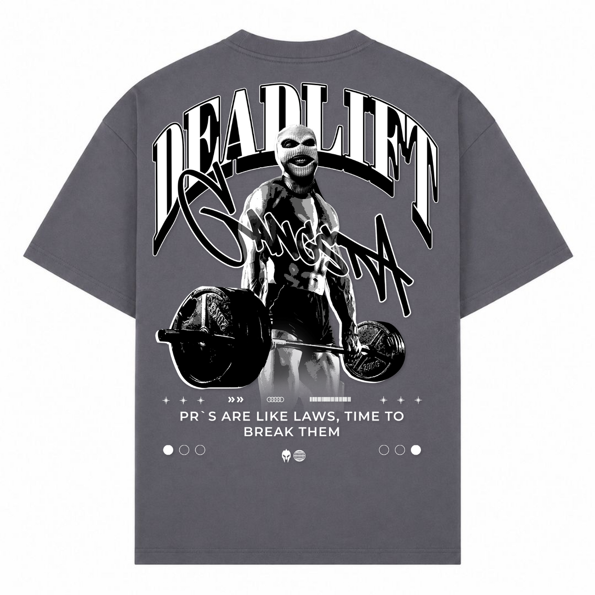 Deadlift Gangsta – Oversized Tee in Dark Grey, Rückansicht | Heavy Mind