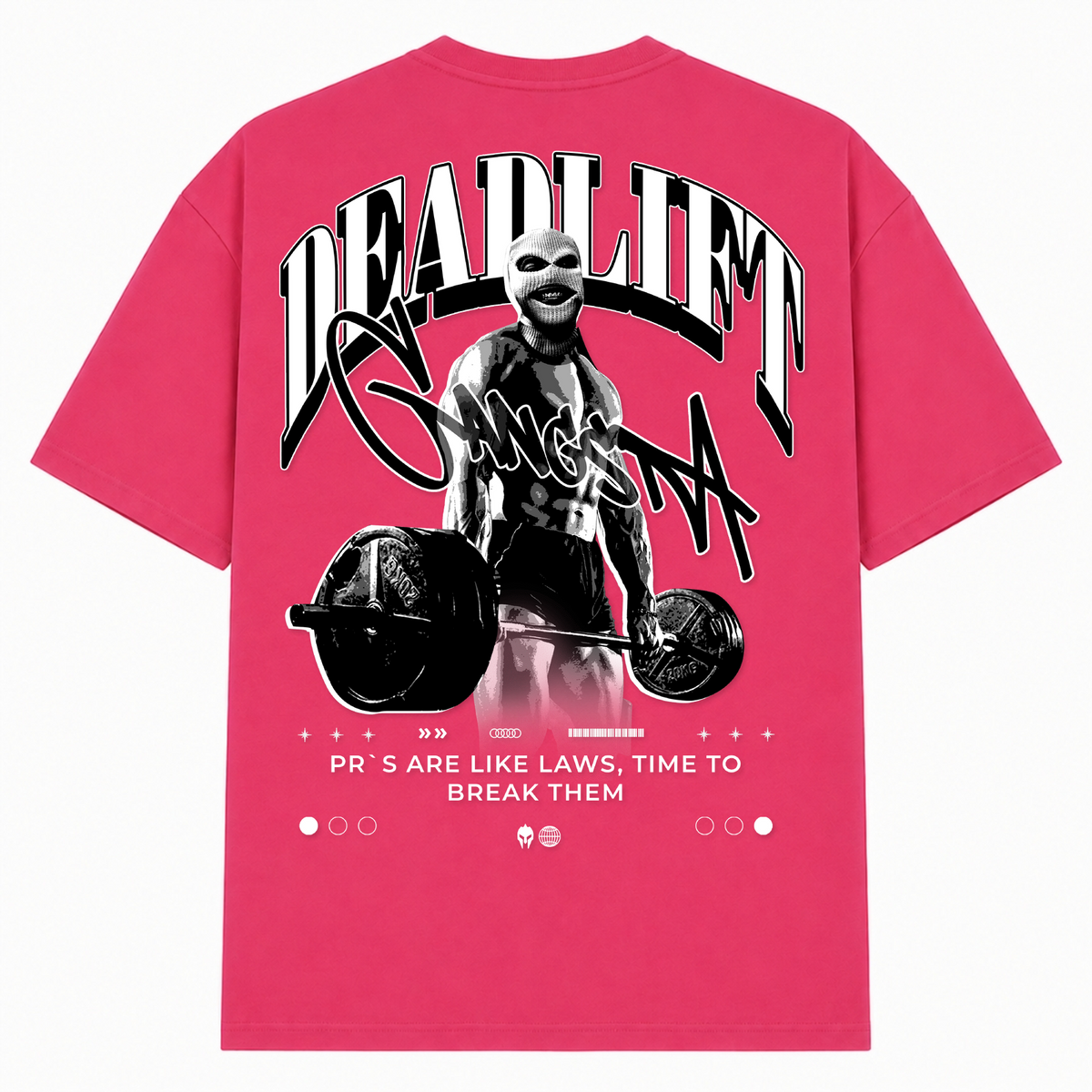 Deadlift Gangsta – Oversized Tee in Hibiskus Pink, Rückansicht | Heavy Mind