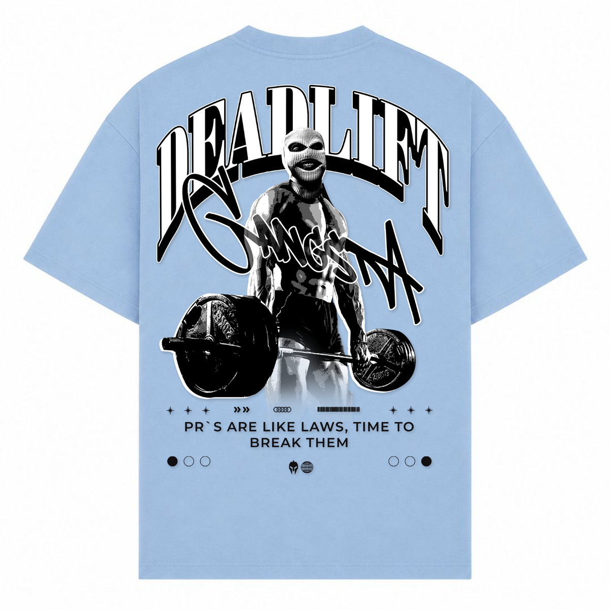 Deadlift Gangsta – Oversized Tee in Powder Blue, Rückansicht | Heavy Mind