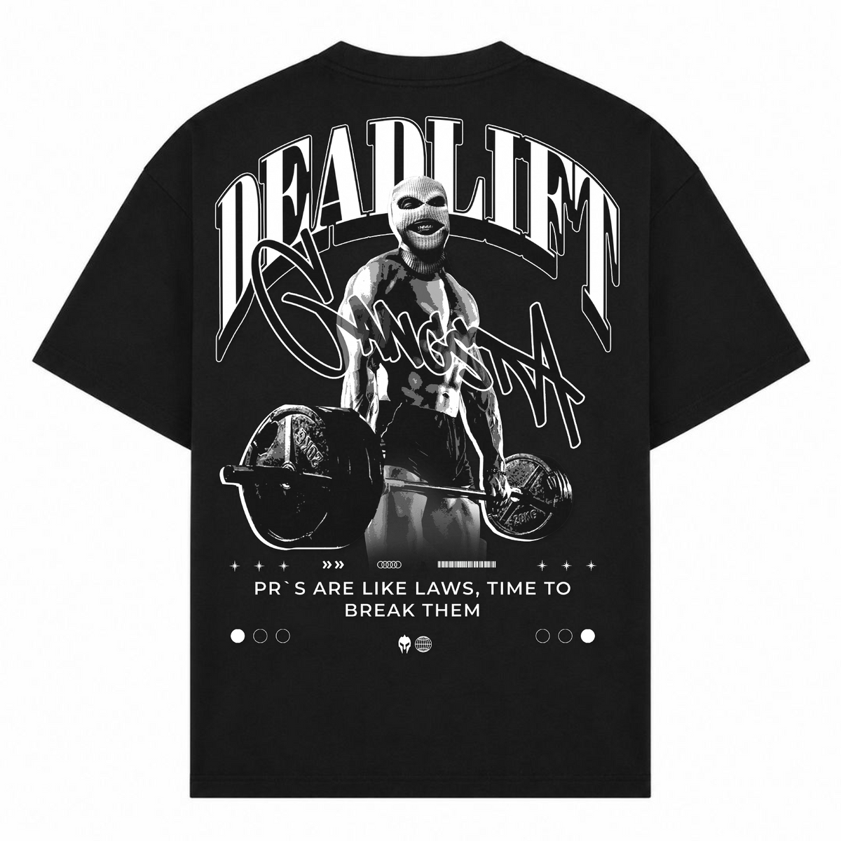 Deadlift Gangsta – Oversized Tee in Schwarz, Rückansicht | Heavy Mind