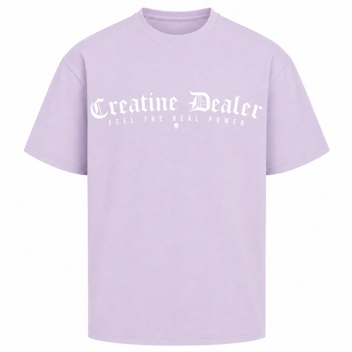Creatine Dealer – Oversized Tee in Lilac, Vorderansicht | Heavy Mind