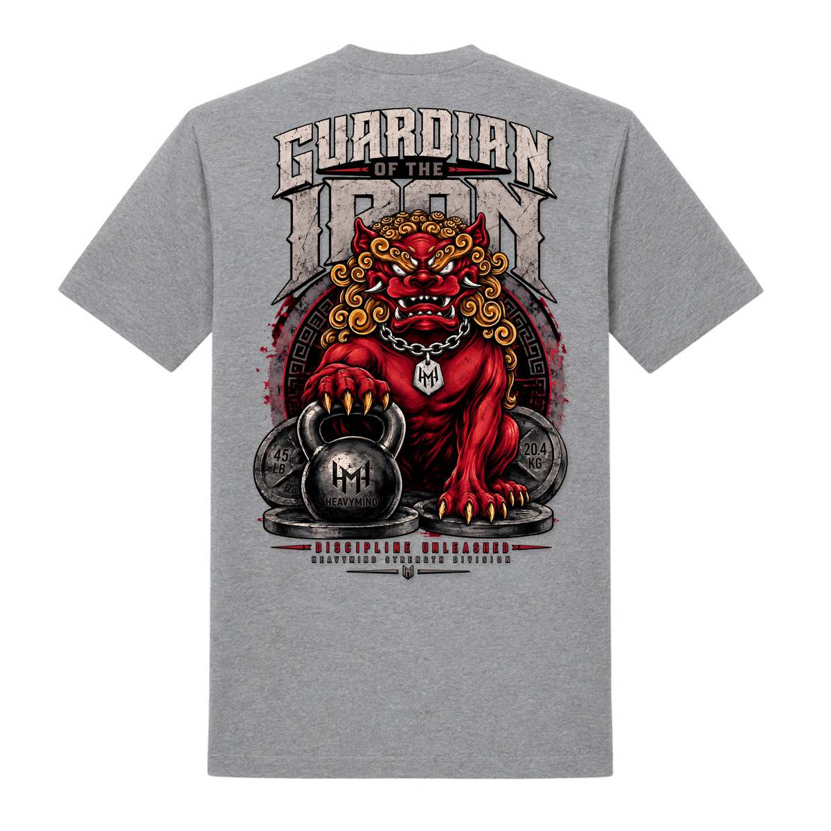 Guardian of the Iron – Heavy Shirt in Grey Melange, Rückansicht | Heavy Mind