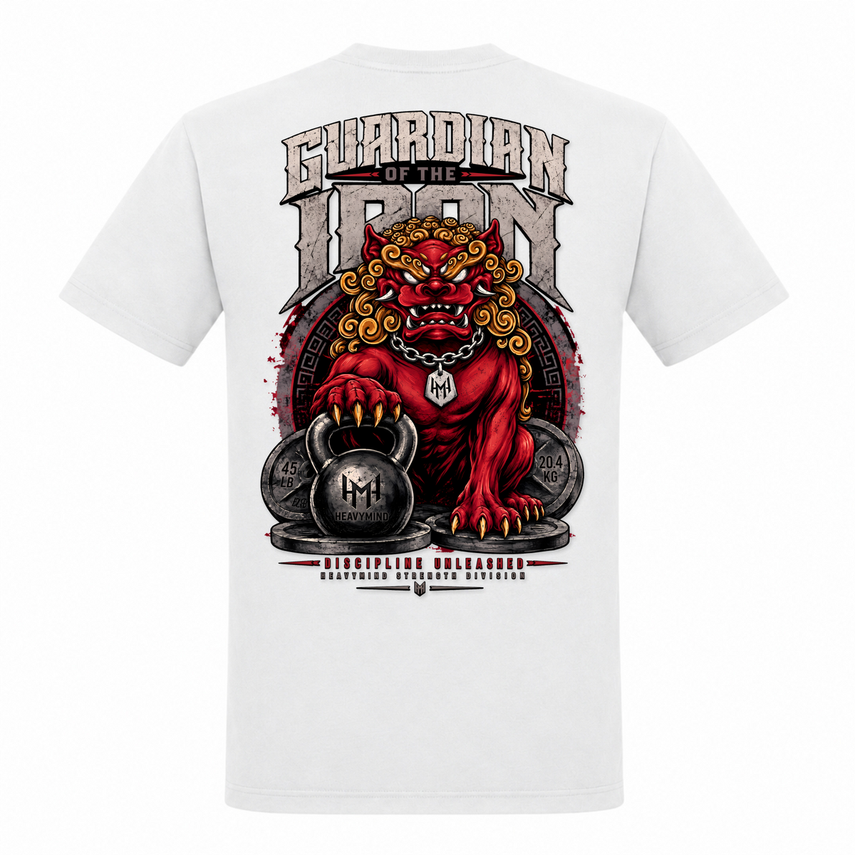 Guardian of the Iron – Heavy Shirt in Weiß, Rückansicht | Heavy Mind