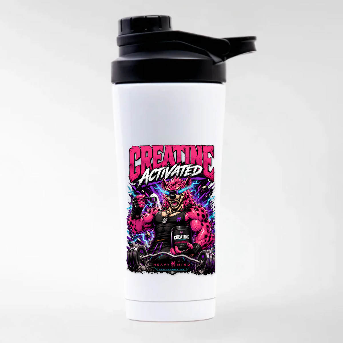 Creatine Activated – Edelstahl-Shaker in Weiß | Heavy Mind