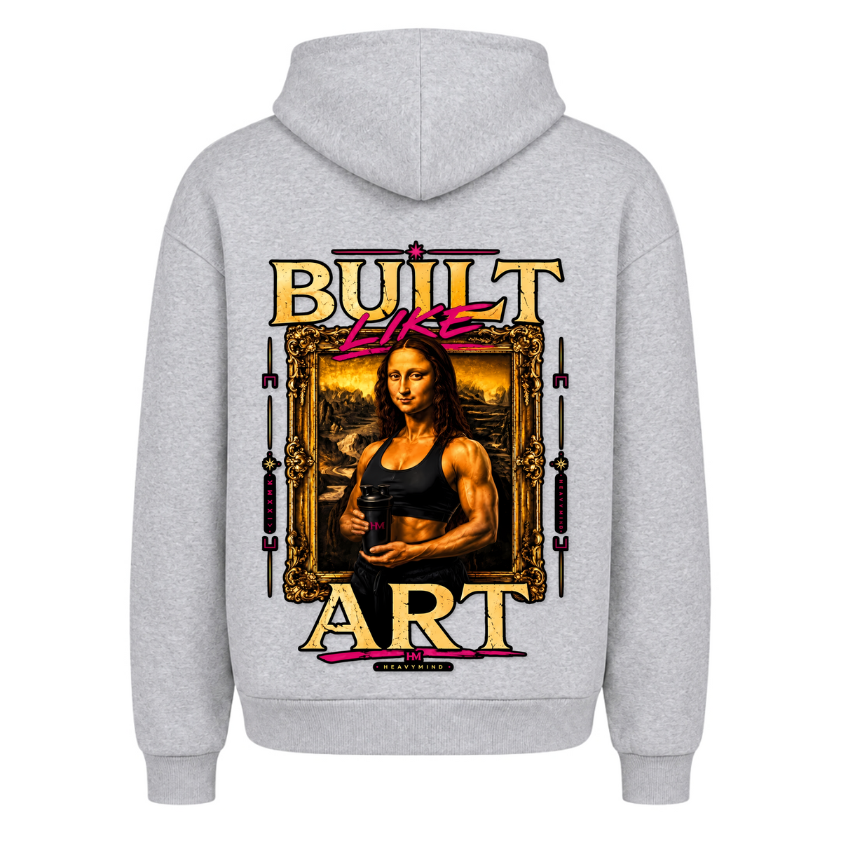Built Like Art – Heavy Oversized Hoodie in Heather Grey, Rückansicht | Heavy Mind