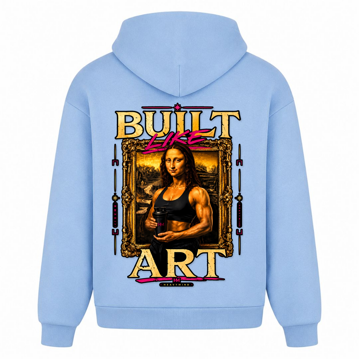 Built Like Art – Heavy Oversized Hoodie in Powder Blue, Rückansicht | Heavy Mind
