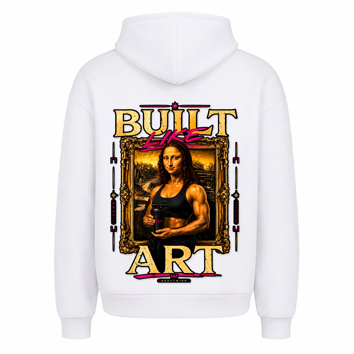 Built Like Art – Heavy Oversized Hoodie in Weiß, Rückansicht | Heavy Mind