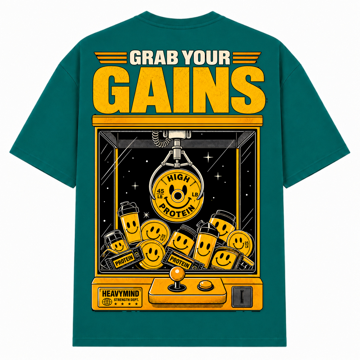 Grab Your Gains – Oversized Tee in Green, Rückansicht | Heavy Mind