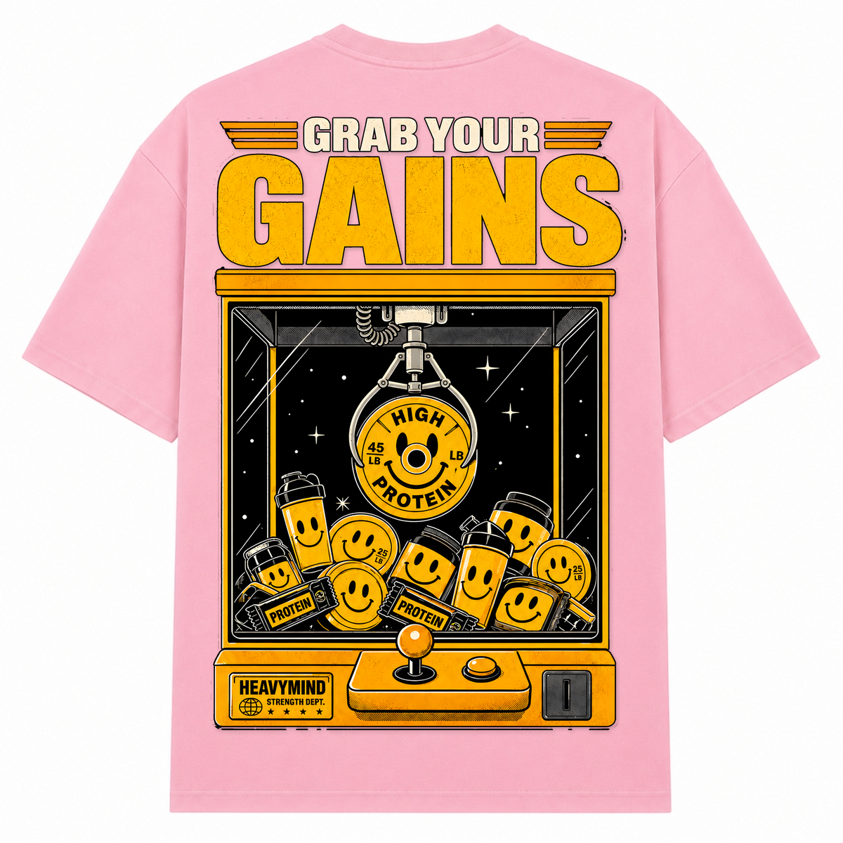 Grab Your Gains – Oversized Tee in Soft Pink, Rückansicht | Heavy Mind