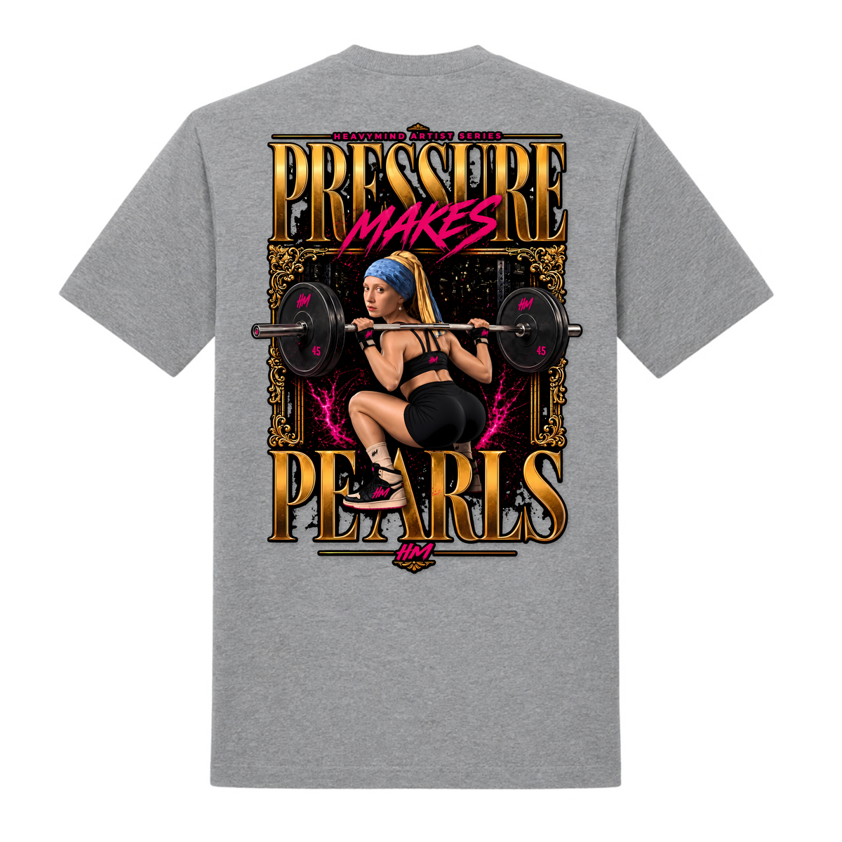 Pressure Makes Pearls – Heavy Shirt in Grey Melange, Rückansicht | Heavy Mind