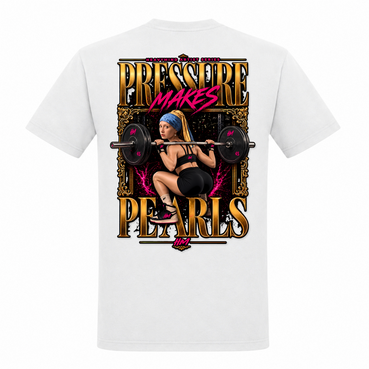 Pressure Makes Pearls – Heavy Shirt in Weiß, Rückansicht | Heavy Mind