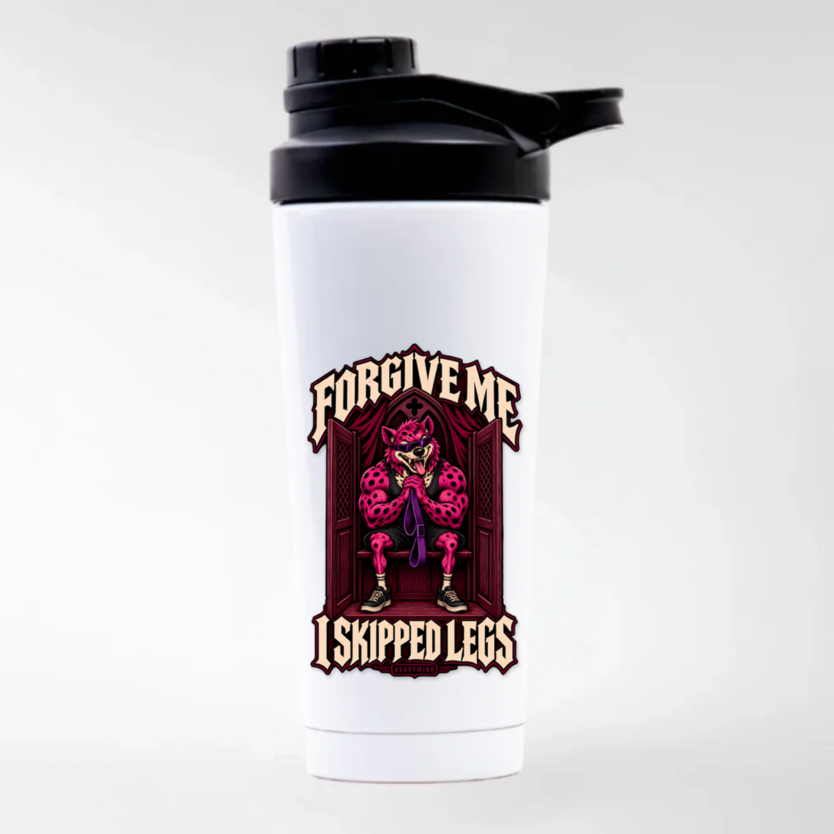 Forgive Me, I Skipped Legs – Edelstahl-Shaker in Weiß | Heavy Mind