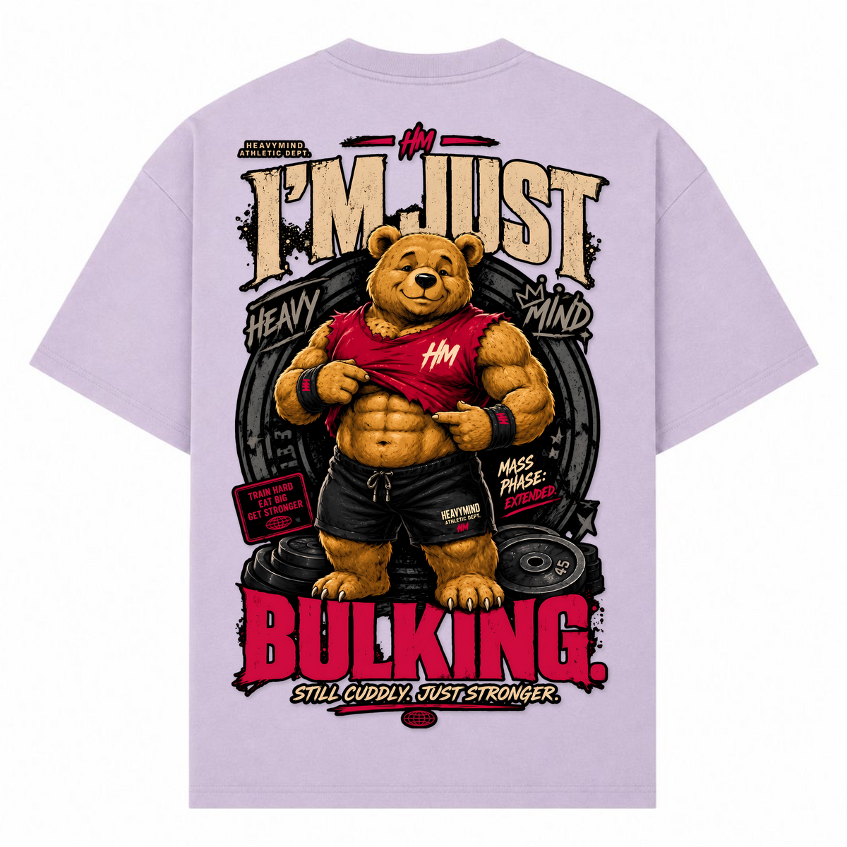 I'm Just Bulking – Oversized Tee in Lilac, Rückansicht | Heavy Mind