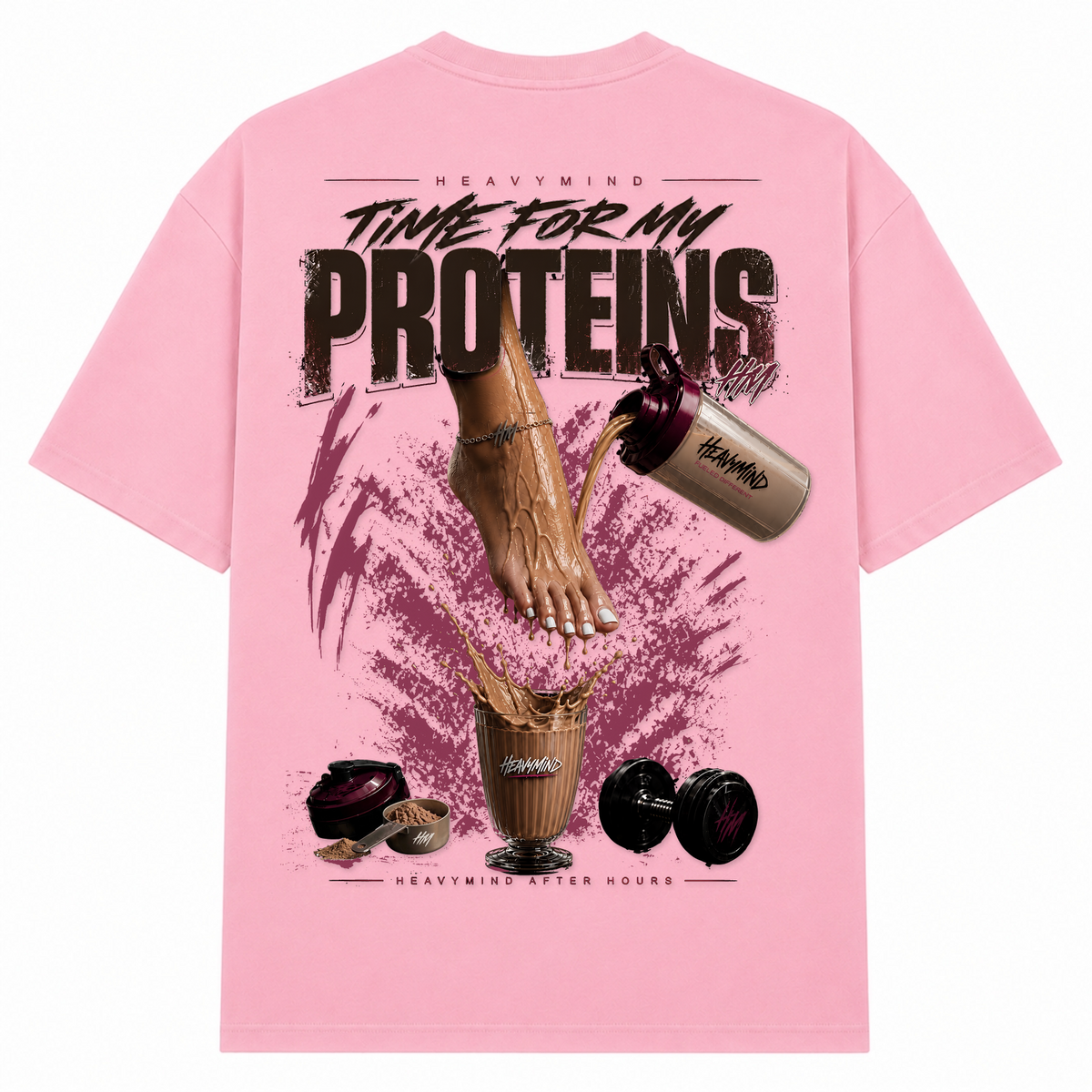 Time for My Proteins – Oversized Tee in Soft Pink, Rückansicht | Heavy Mind