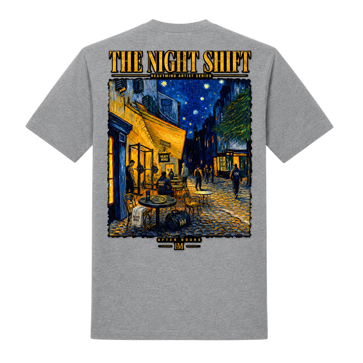 The Night Shift – Heavy Shirt in Grey Melange, Rückansicht | Heavy Mind