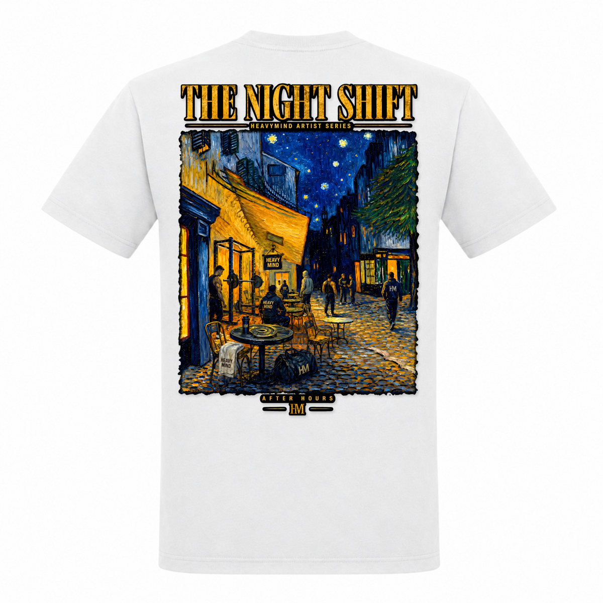 The Night Shift – Heavy Shirt in Weiß, Rückansicht | Heavy Mind
