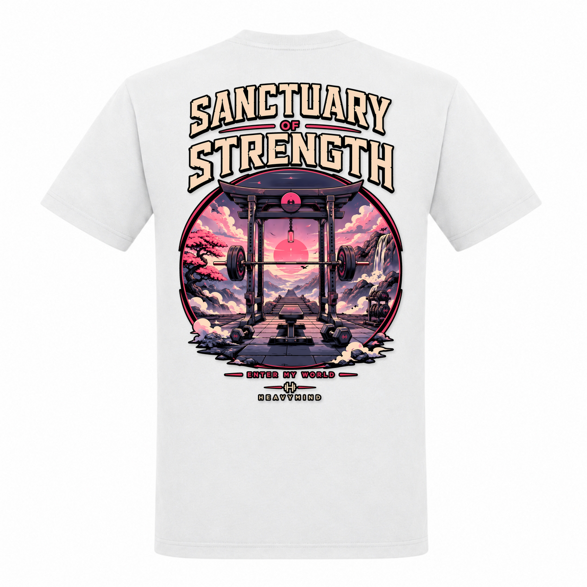 Sanctuary of Strength – Heavy Shirt in Weiß, Rückansicht | Heavy Mind