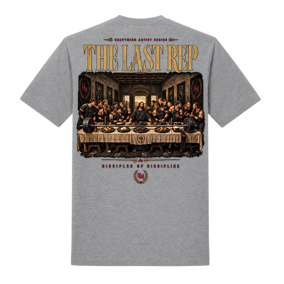The Last Rep – Heavy Shirt in Grey Melange, Rückansicht | Heavy Mind